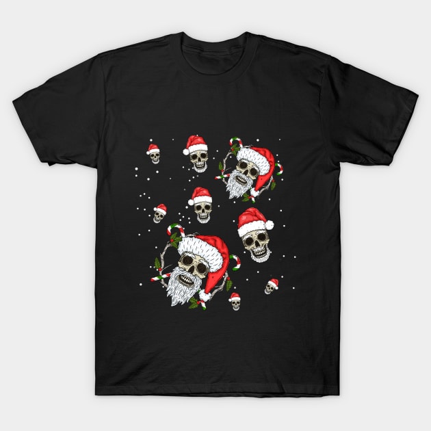 Santa Merry Christmas Skull T-Shirt by TeeSky